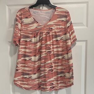 Camouflage V-Neck Women Top